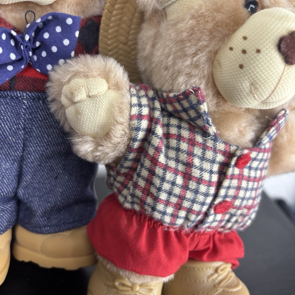 Vintage 1986 Wendys Furskins 7" Teddy Bear Plush Set Of 3 Bears Xavier Roberts - Picture 4 of 12